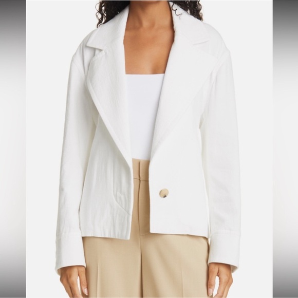 VINCE white cotton belted blazer - Picture 4 of 8